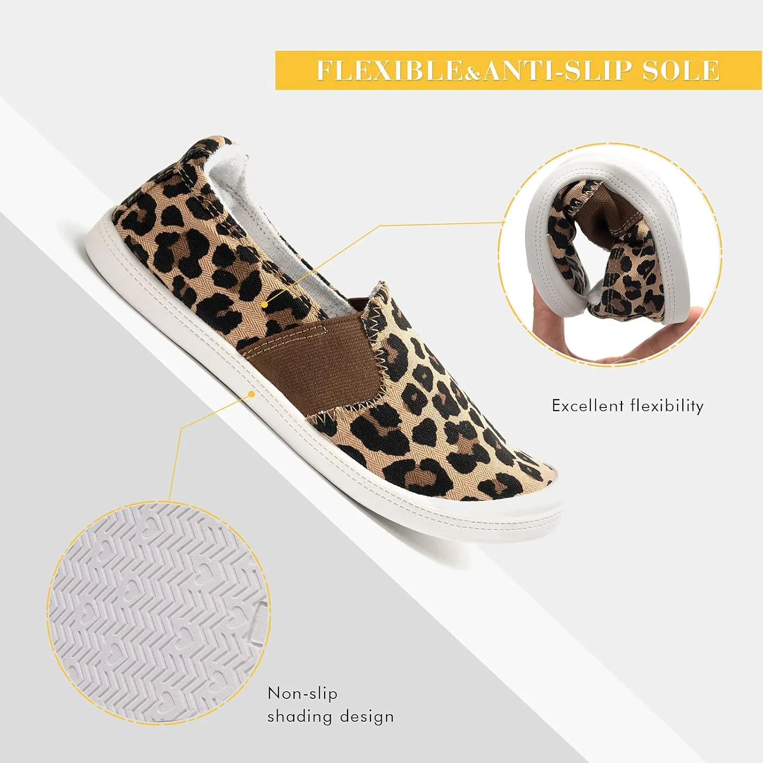 FUNKYMONKEY Shoes for Women, Comfort Low Top Canvas Slip On Sneakers Classic Casual Walking Shoes