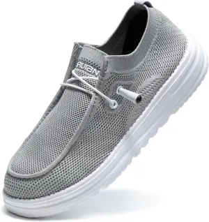 Furuian Comfortable Steel Toe Shoes Men Slip On Walking Sneakers Lightweight Safety Work Shoes
