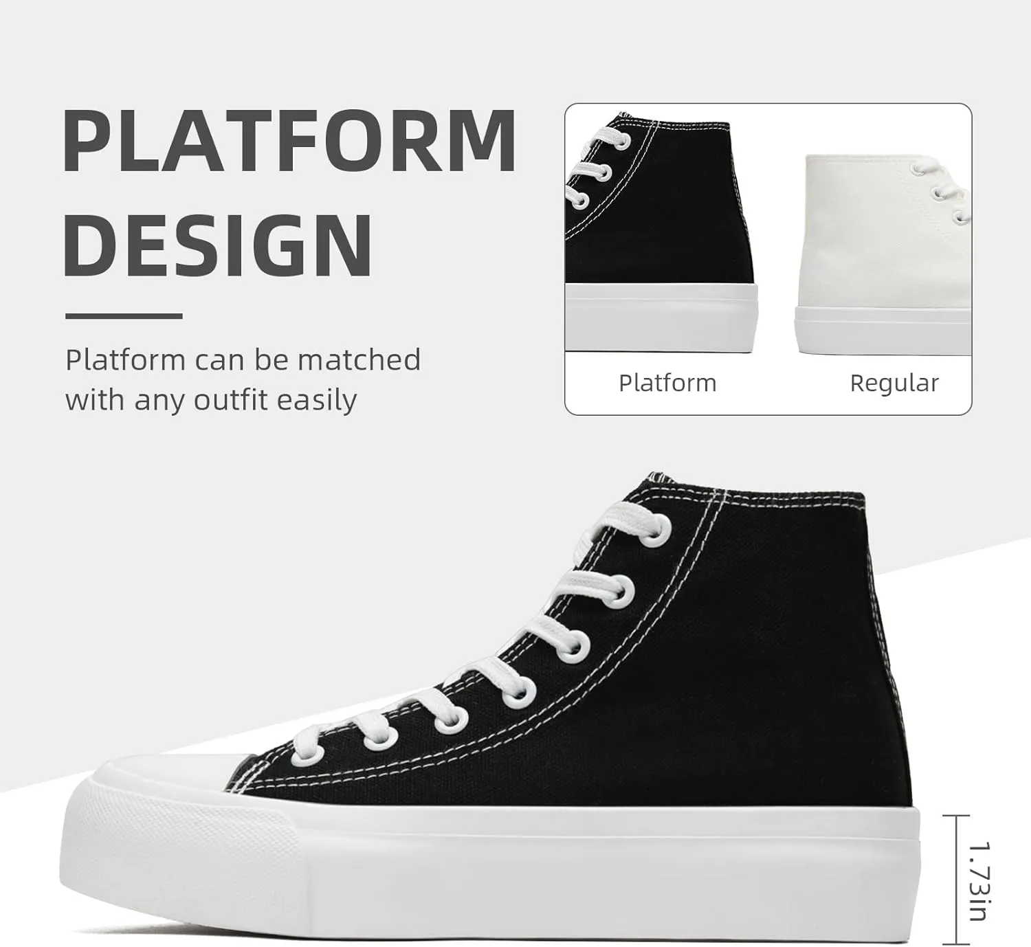 FUUPNN Platform Sneakers Canvas Fashion Lace Up Classic Casual Walking Shoes High Tops Canvas Shoes Casual Tennis Shoes