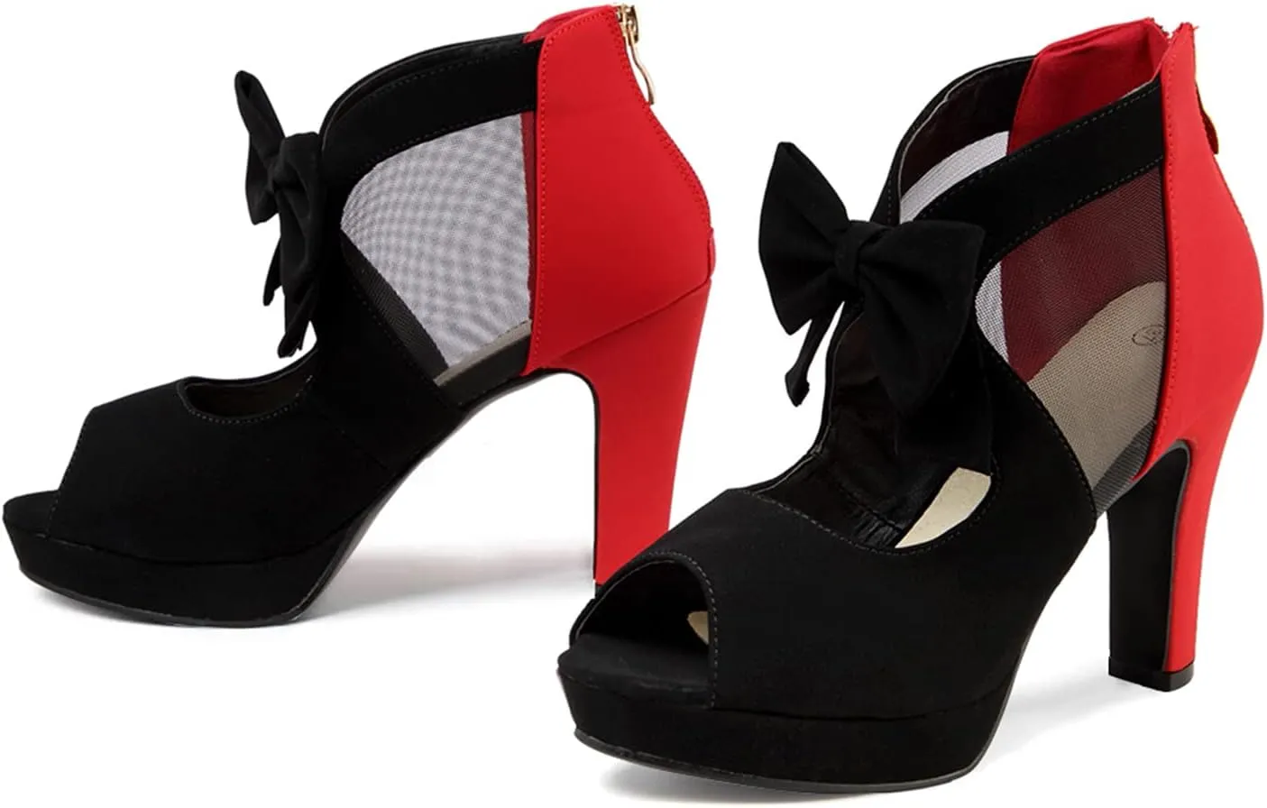 GATUXUS Open Toe Women Platform High Heel Shoes Bows Strappy Sandals
