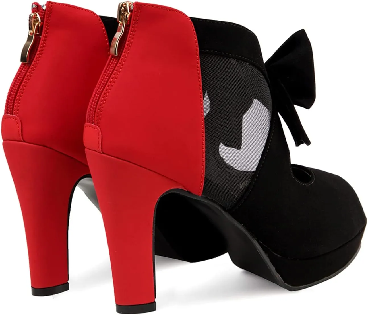 GATUXUS Open Toe Women Platform High Heel Shoes Bows Strappy Sandals