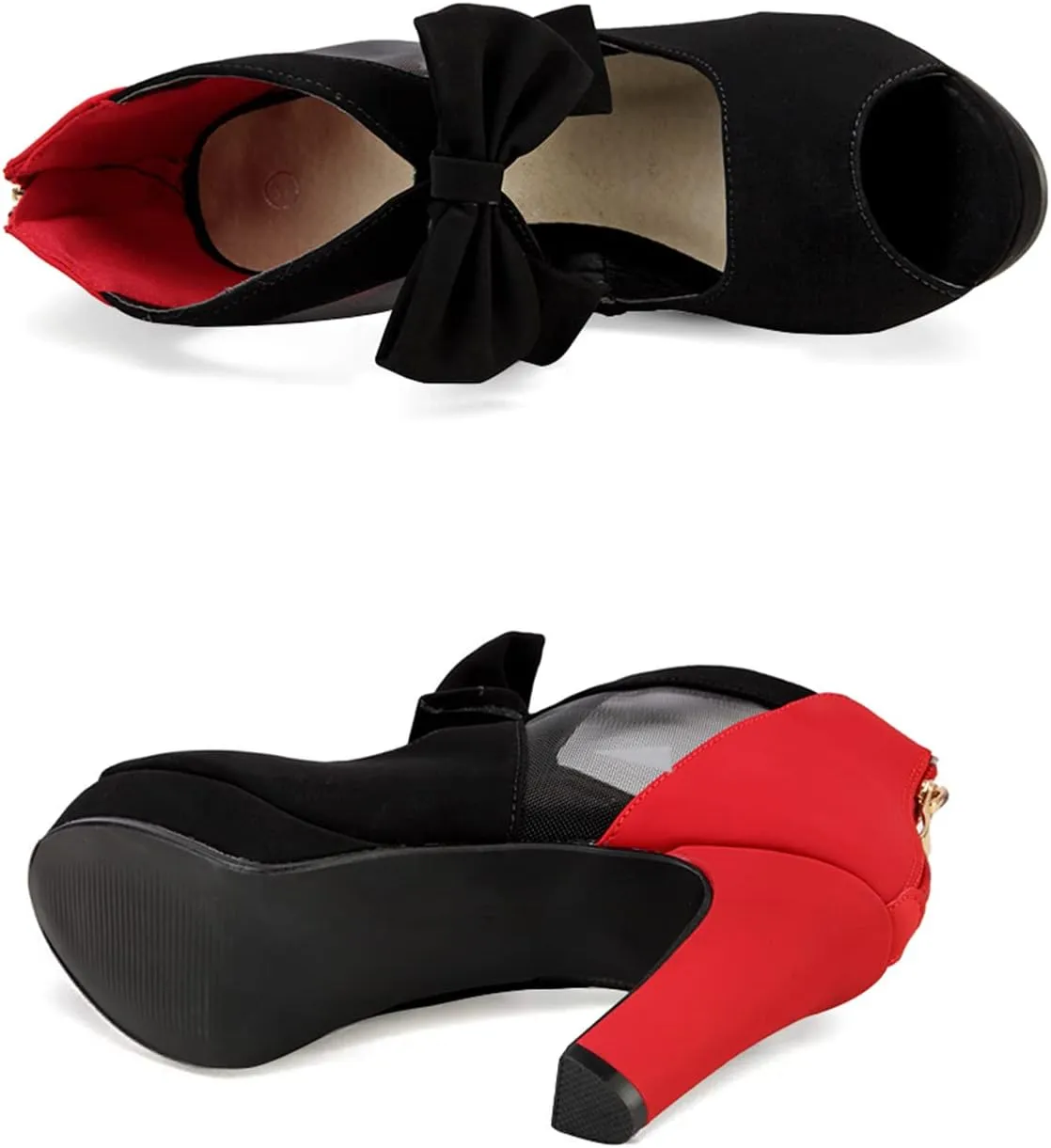 GATUXUS Open Toe Women Platform High Heel Shoes Bows Strappy Sandals