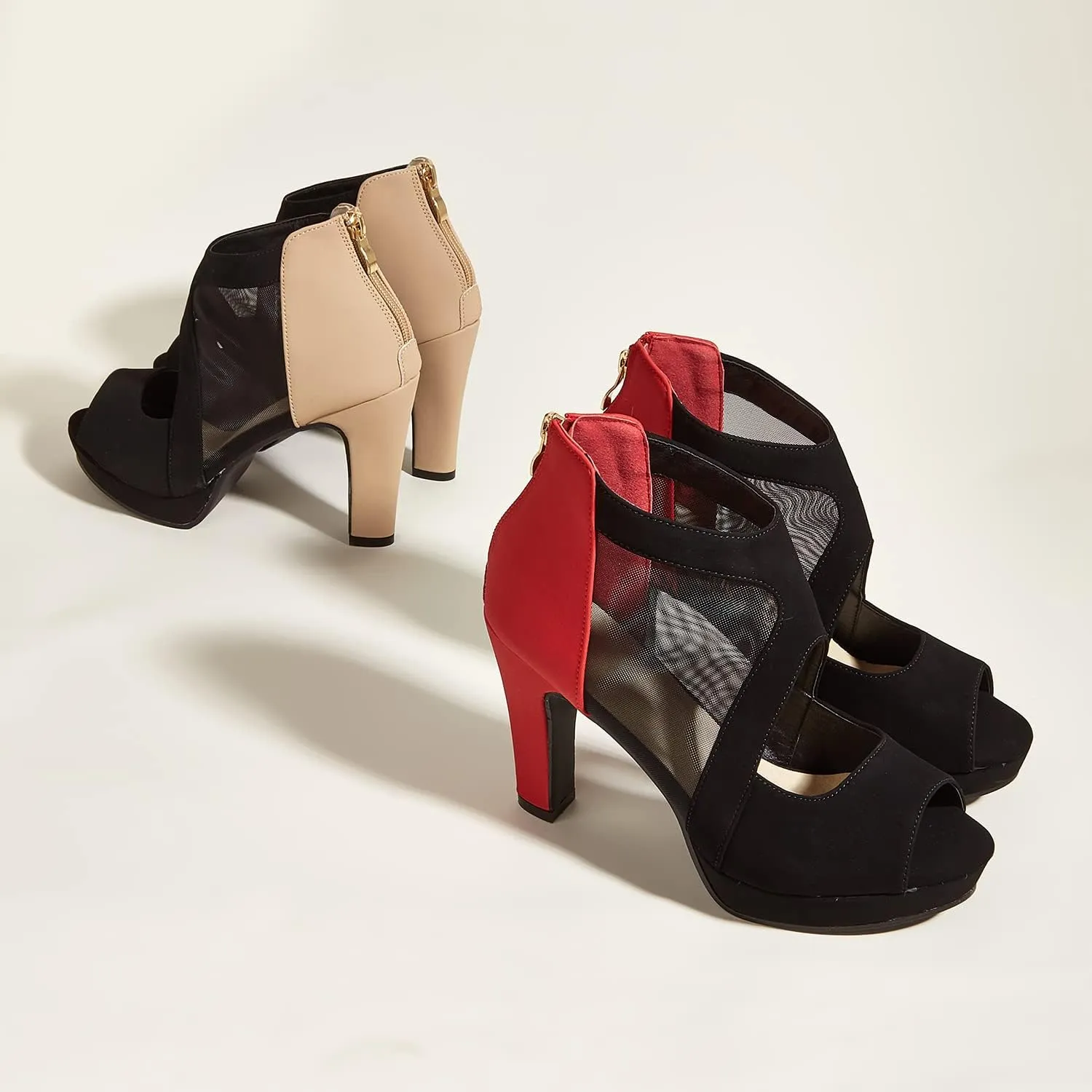 GATUXUS Open Toe Women's Platform Chunky High Heel Sandals Shoes Sexy Heels Strappy Sandals