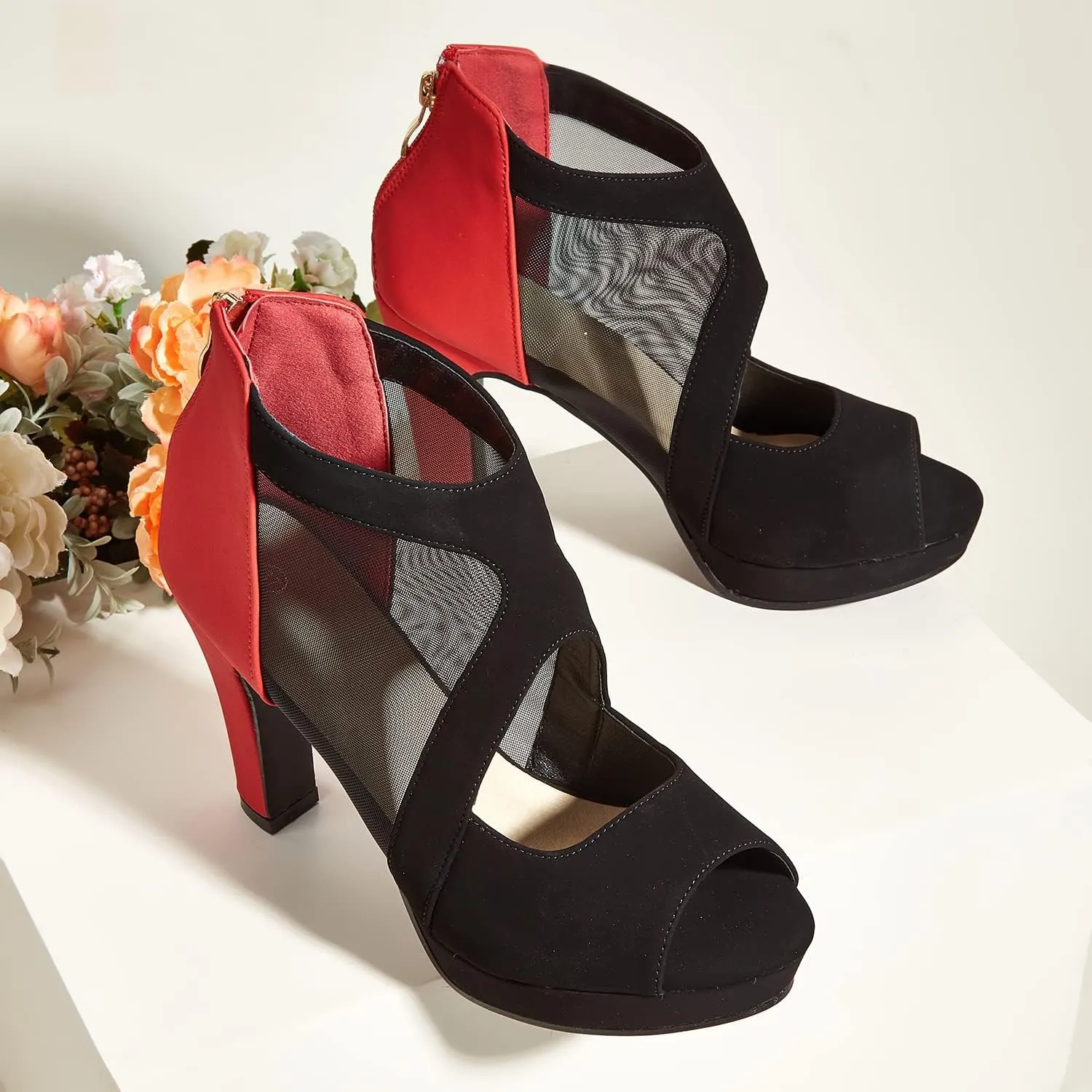 GATUXUS Open Toe Women's Platform Chunky High Heel Sandals Shoes Sexy Heels Strappy Sandals
