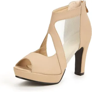 GATUXUS Open Toe Women's Platform Chunky High Heel Sandals Shoes Sexy Heels Strappy Sandals