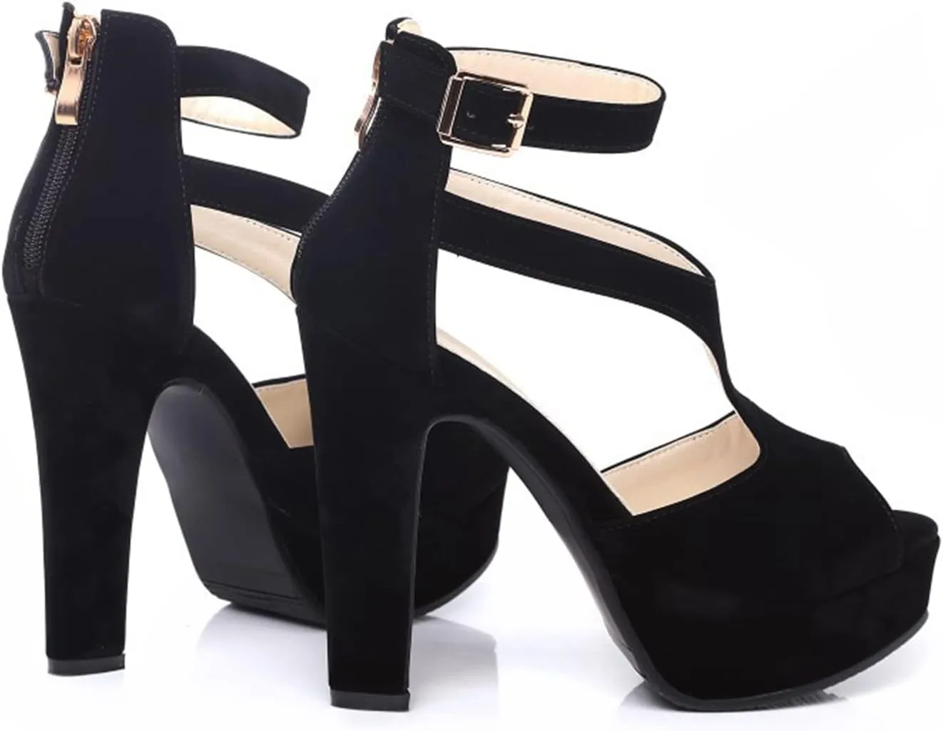 GATUXUS Women's Platform Chunky High Heels Sandals Open Toe Ankle Strap Sexy Dress Sandals Pumps Summer Shoes