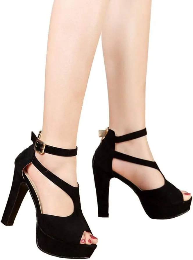 GATUXUS Women's Platform Chunky High Heels Sandals Open Toe Ankle Strap Sexy Dress Sandals Pumps Summer Shoes