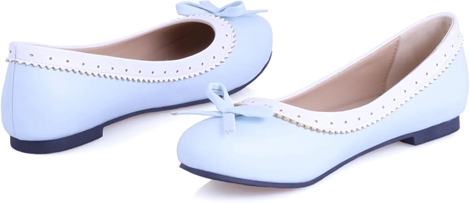 Gicoiz Women Round Toe Flats Slip On Bowtie Ballet Flats