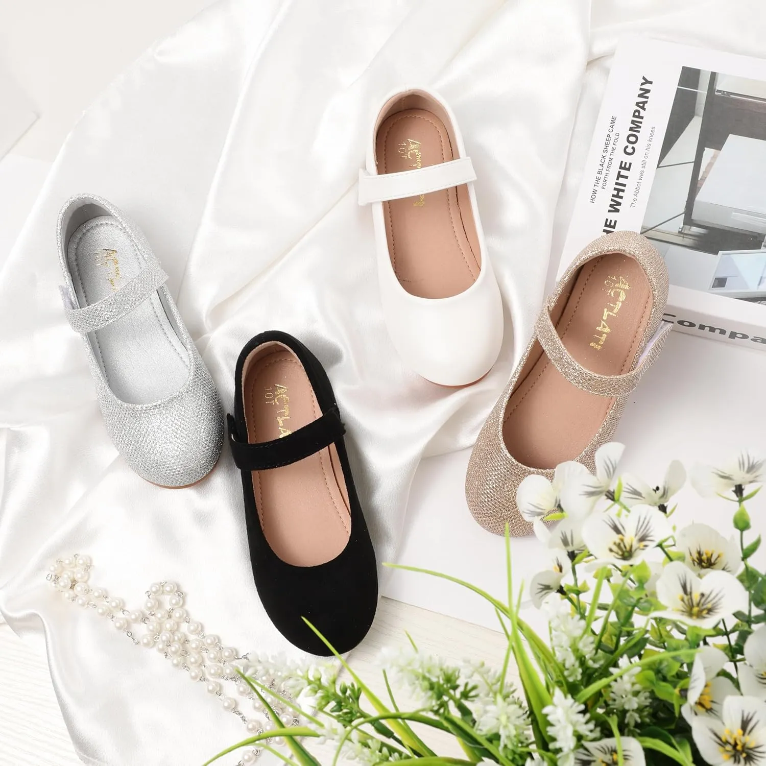 Girls Mary Jane Dress Shoes Toddler Flower Girls Kids Casual Slip on Ballet Flats School Wedding Party Church Girls Shoes