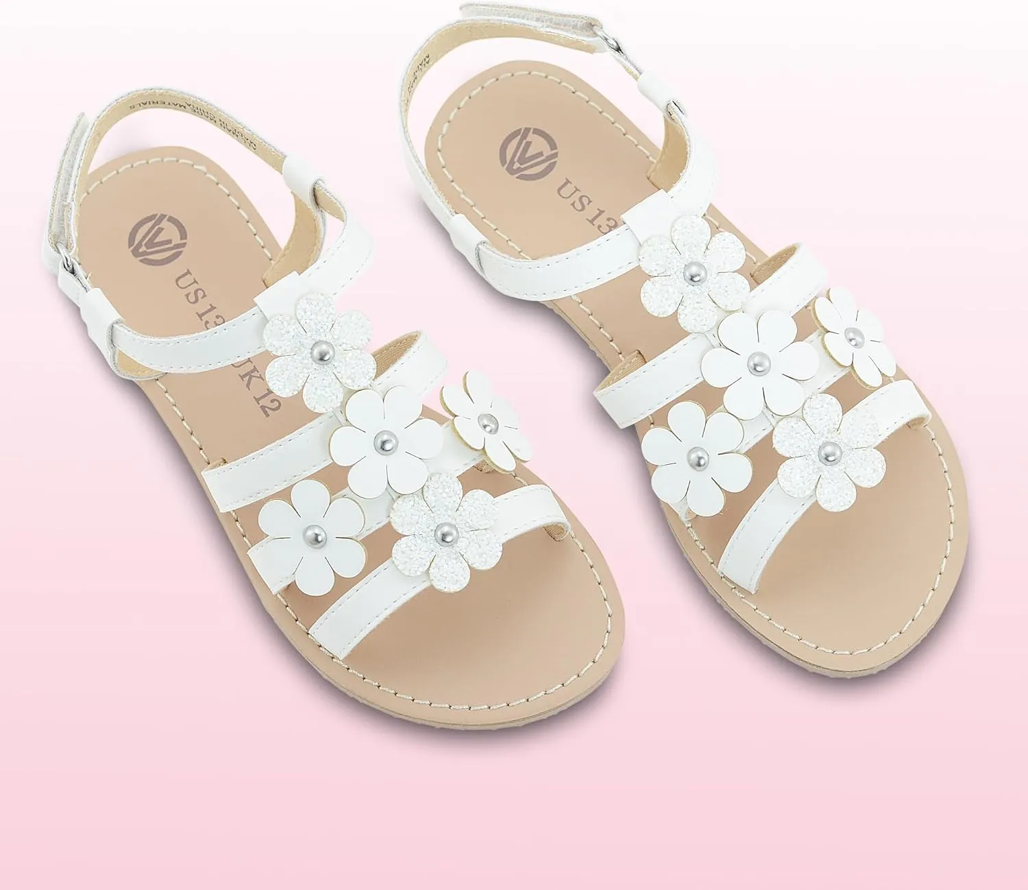 Girls Sandals Kids Strap Flat Sandals Open Toe Summer Flower Casual Sandals