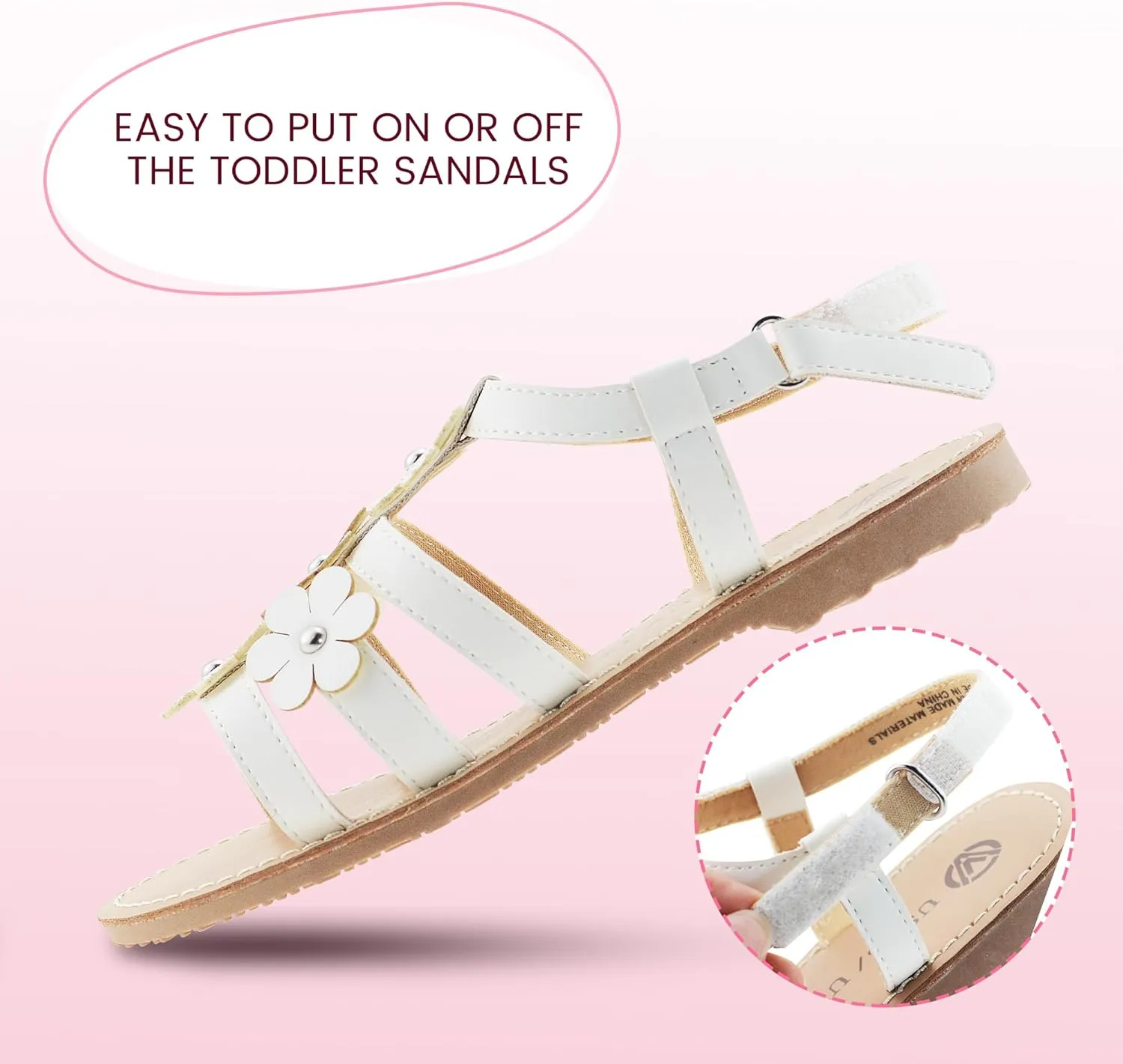 Girls Sandals Kids Strap Flat Sandals Open Toe Summer Flower Casual Sandals