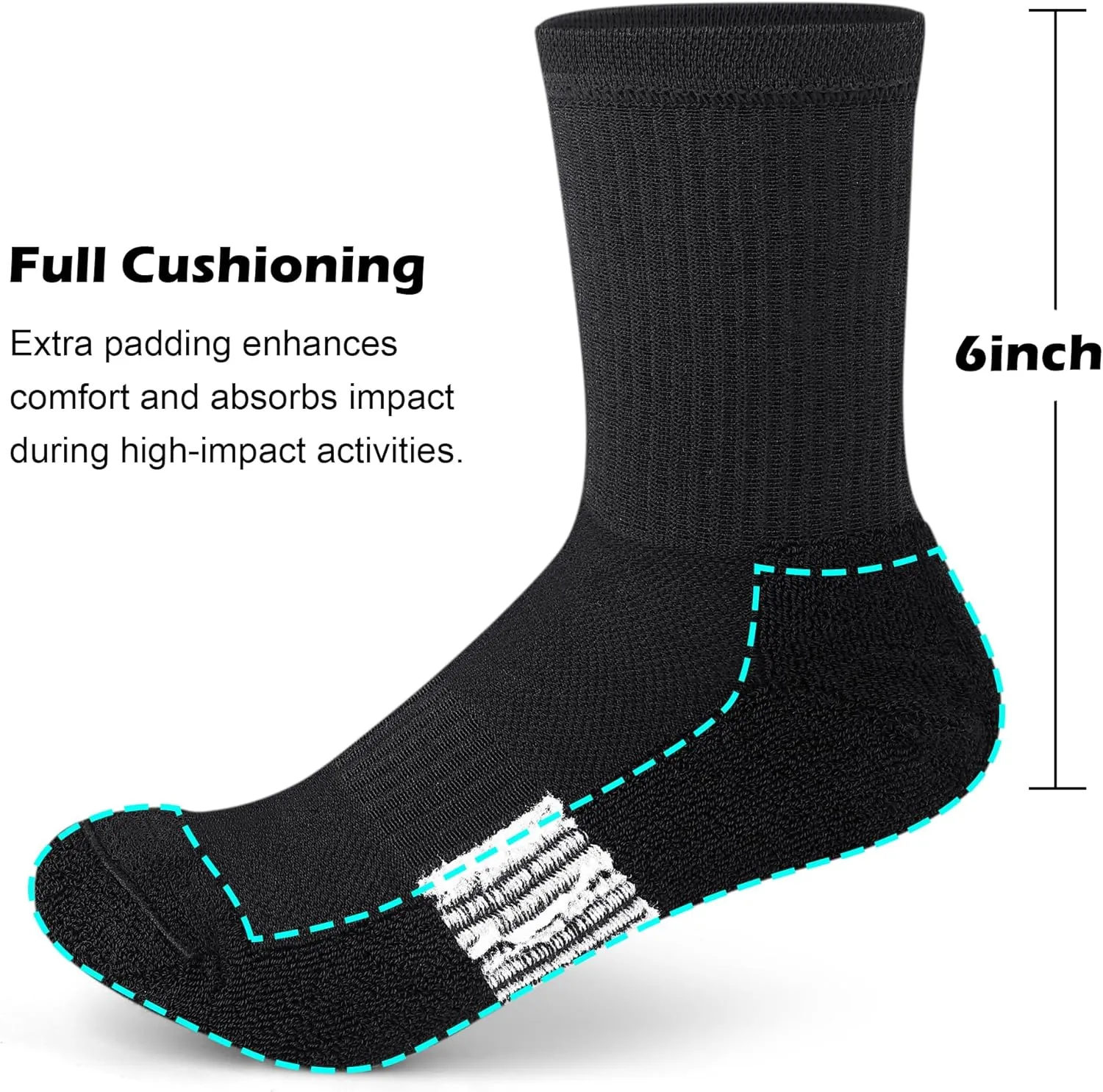 Gonii Crew Socks Women Running Hiking Thick Cushiones Athletic Socks 5-6 Pairs