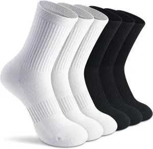 Gonii Crew Socks Women Running Hiking Thick Cushiones Athletic Socks 5-6 Pairs