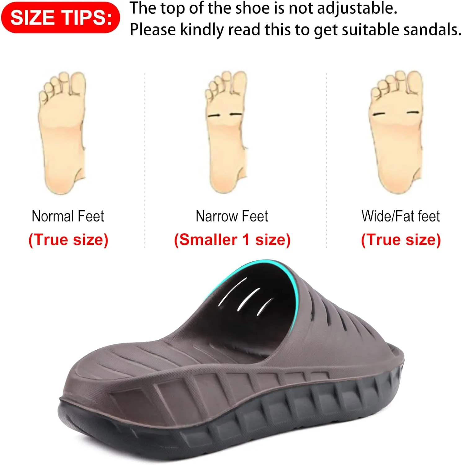 GPOS Mens Sport Recovery Sandals Plantar Fasciitis Thick Cushion Slides Sandals Lightweight Comfort Orthotic Slippers