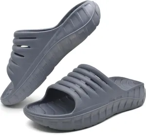 GPOS Mens Sport Recovery Sandals Plantar Fasciitis Thick Cushion Slides Sandals Lightweight Comfort Orthotic Slippers