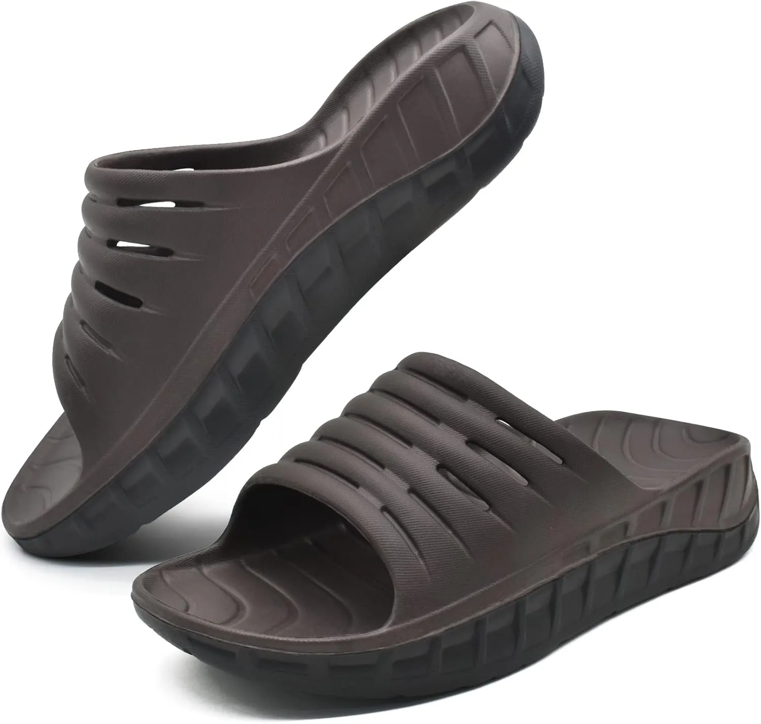 GPOS Mens Sport Recovery Sandals Plantar Fasciitis Thick Cushion Slides Sandals Lightweight Comfort Orthotic Slippers