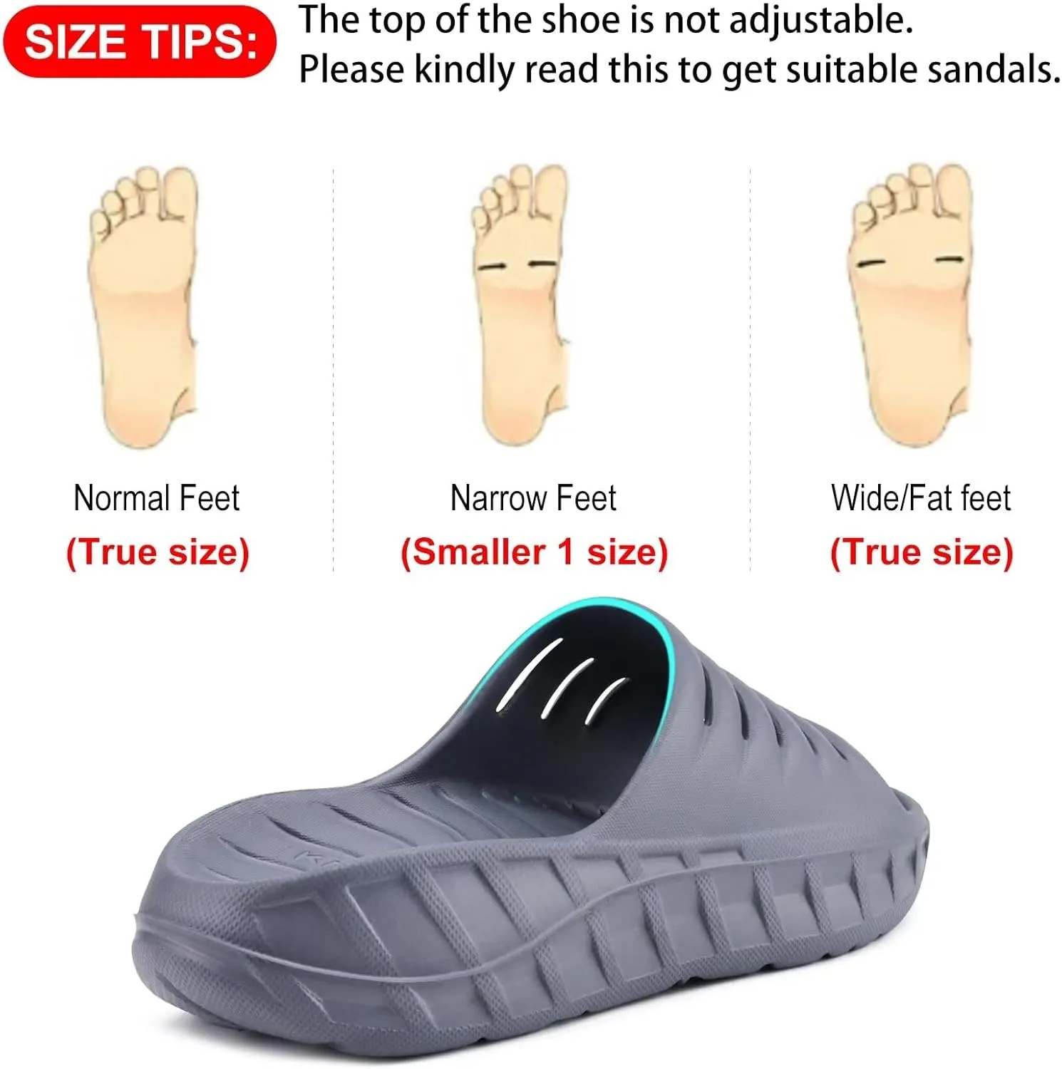 GPOS Mens Sport Recovery Sandals Plantar Fasciitis Thick Cushion Slides Sandals Lightweight Comfort Orthotic Slippers