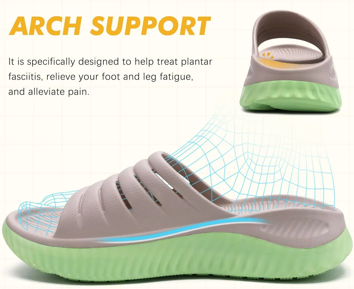 GPOS Womens Recovery Slides Sandals with Orthotic Plantar Fasciitis Relief Comfortable Athletic ladies Sandals with Thick Cushion Sole for Indoor Outdoor