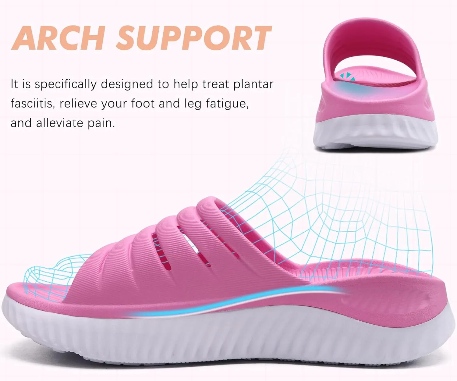 GPOS Womens Recovery Slides Sandals with Orthotic Plantar Fasciitis Relief Comfortable Athletic ladies Sandals with Thick Cushion Sole for Indoor Outdoor