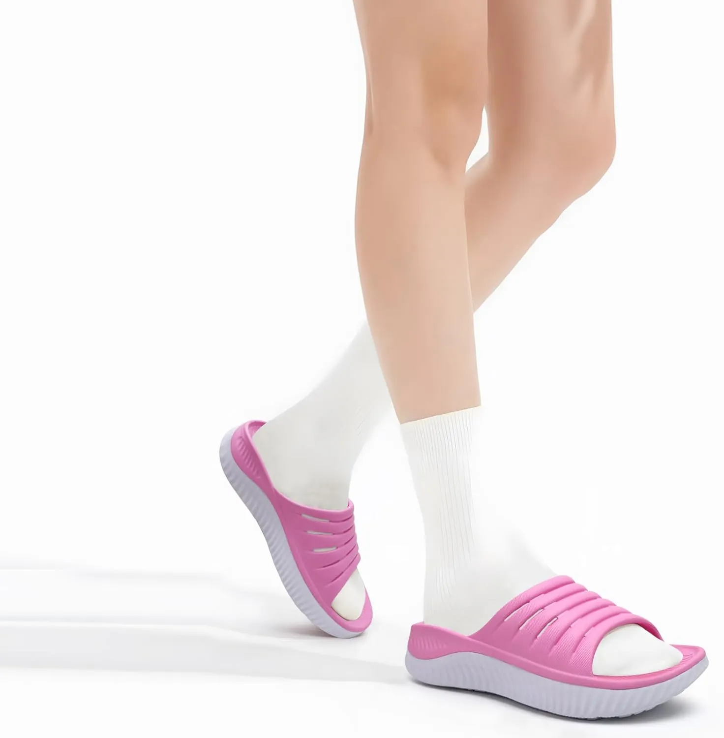 GPOS Womens Recovery Slides Sandals with Orthotic Plantar Fasciitis Relief Comfortable Athletic ladies Sandals with Thick Cushion Sole for Indoor Outdoor