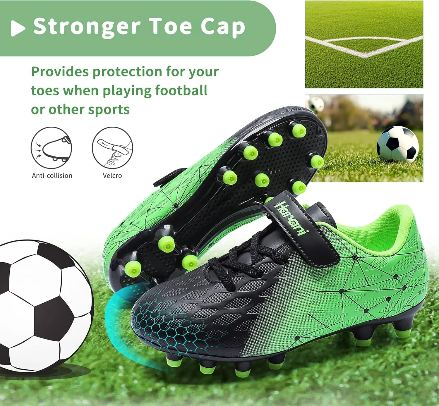Hanani Boys Soccer Cleats Kids Girls FG/AG Soccer Athletics Sport Shoes Training Shoes Running Shoes Teenager Indoor Outdoor Football Shoes Sneakers for Unisex