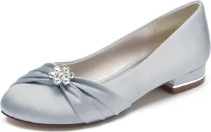 Hanfike Girls Womens Wedding Dress Flats Slip-on Formal Party Evening Shoes with Knot JY250