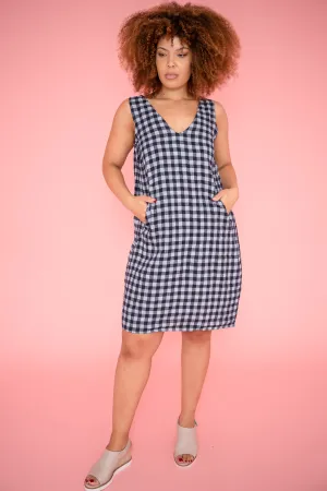 Harper Gingham Dress | Navy
