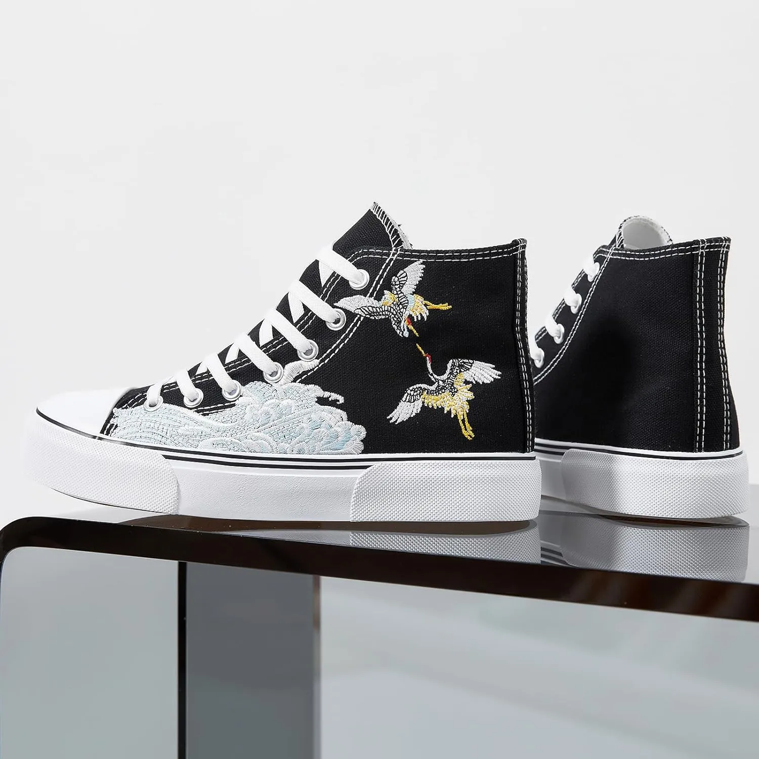 hash bubbie Unisex Fashion High top Sneakers Womens Classic High Tops Canvas Shoes Casual Tennis Shoes for Men