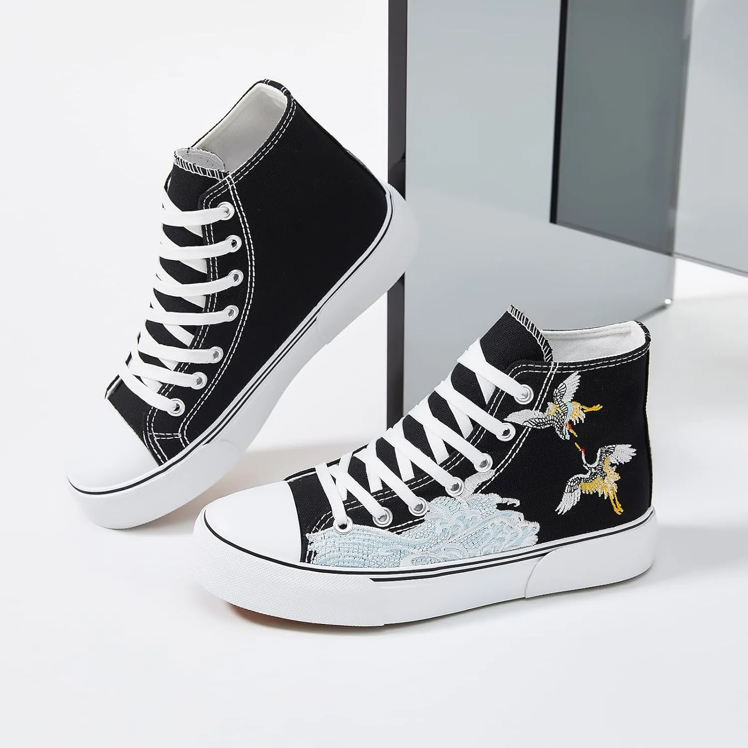 hash bubbie Unisex Fashion High top Sneakers Womens Classic High Tops Canvas Shoes Casual Tennis Shoes for Men
