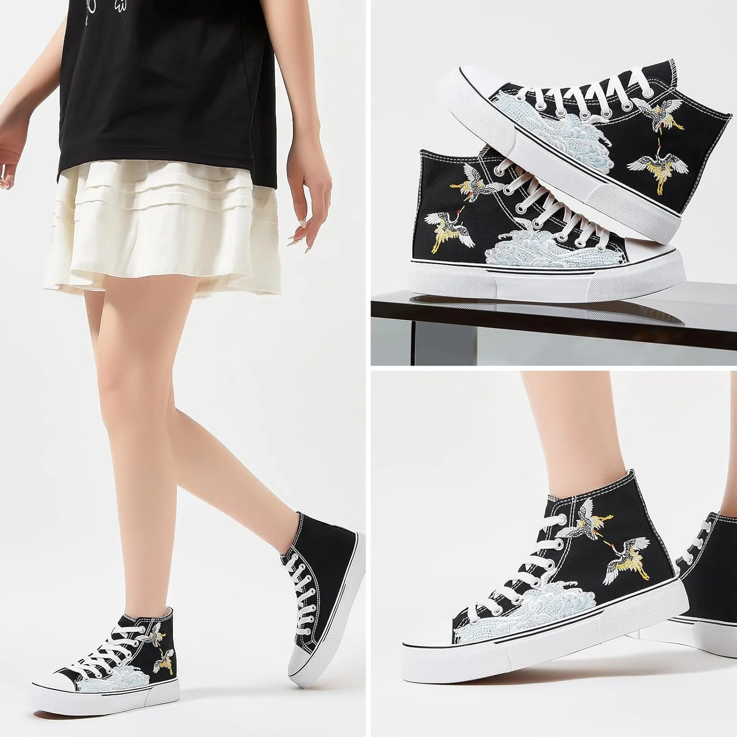 hash bubbie Unisex Fashion High top Sneakers Womens Classic High Tops Canvas Shoes Casual Tennis Shoes for Men