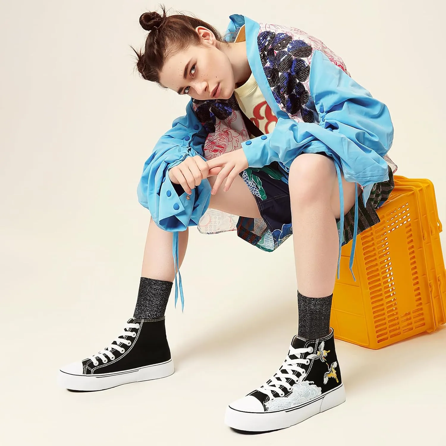 hash bubbie Unisex Fashion High top Sneakers Womens Classic High Tops Canvas Shoes Casual Tennis Shoes for Men