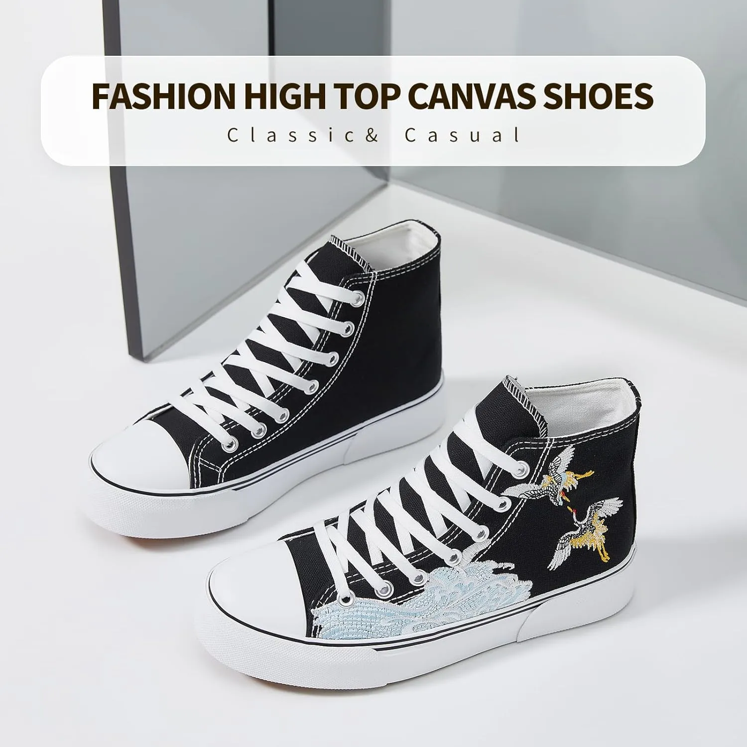 hash bubbie Unisex Fashion High top Sneakers Womens Classic High Tops Canvas Shoes Casual Tennis Shoes for Men