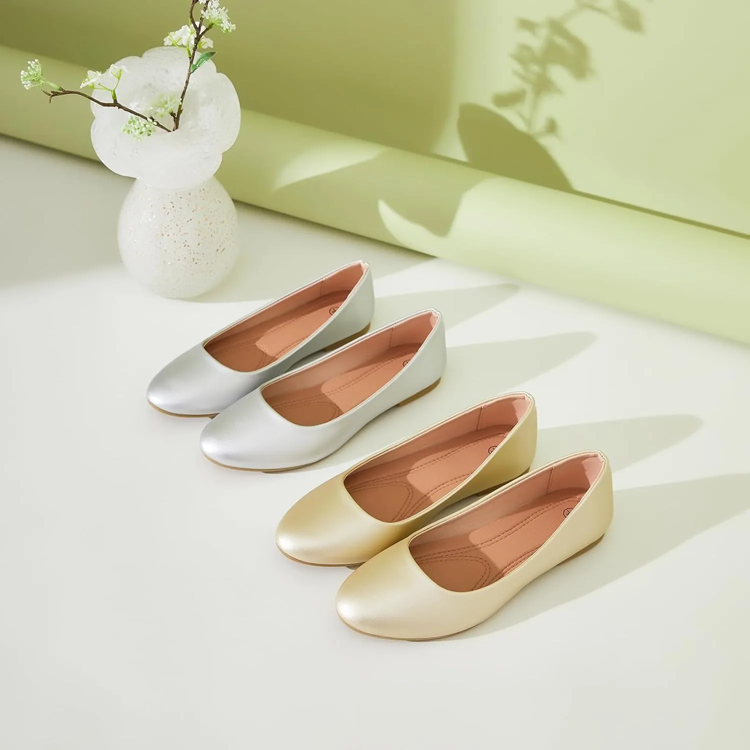 Hash Bubbie Women's Flats Shoes Ballet Flats Dress Shoes Comfortable PU Leather Slip on Shoes for Women
