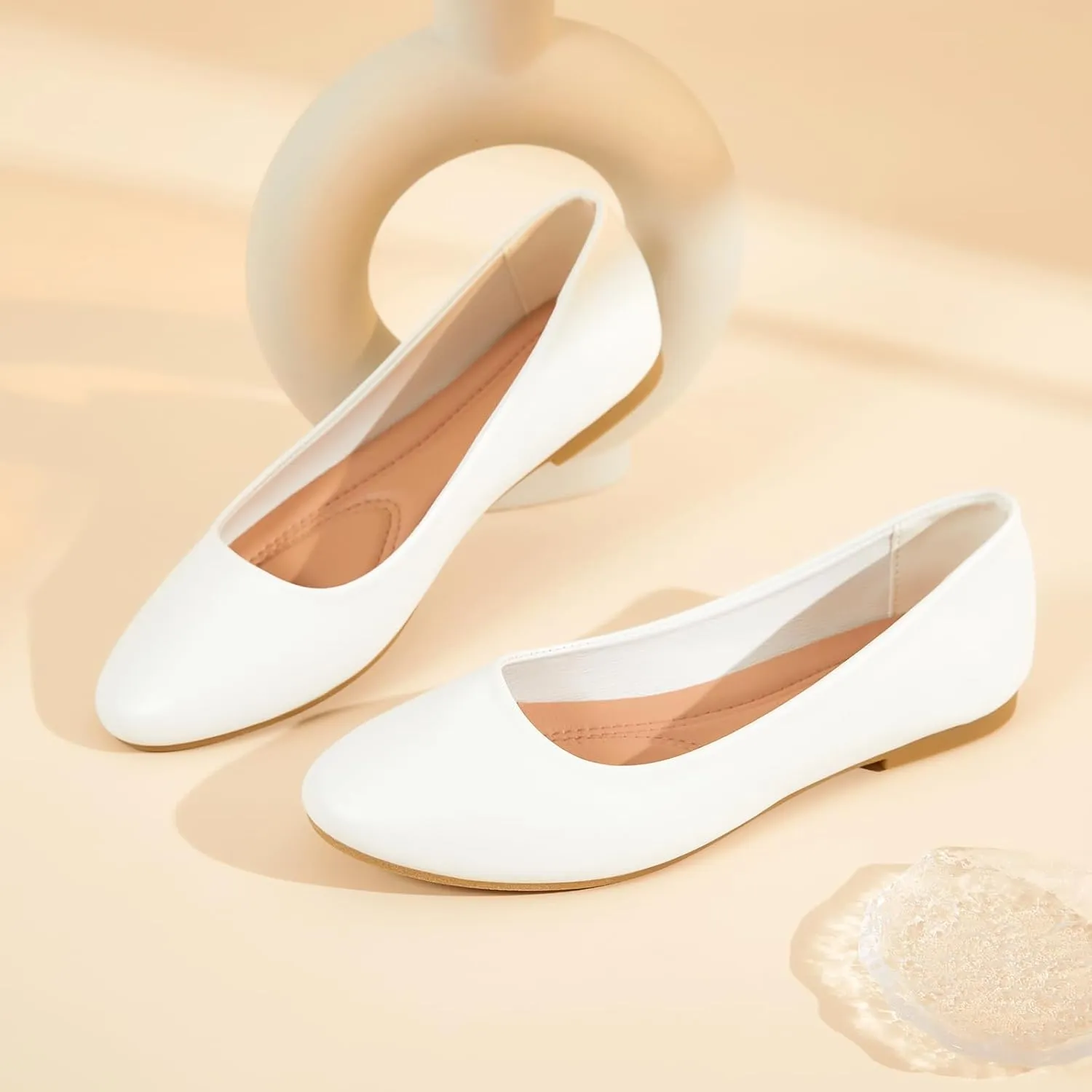 Hash Bubbie Women's Flats Shoes Ballet Flats Dress Shoes Comfortable PU Leather Slip on Shoes for Women