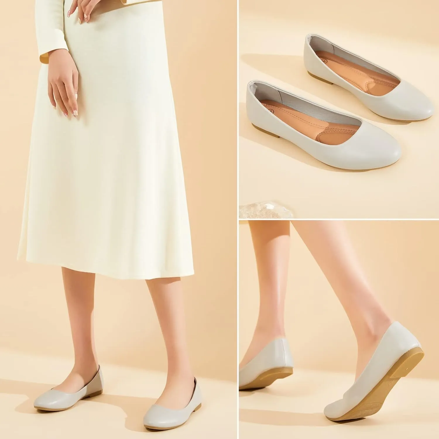 Hash Bubbie Women's Flats Shoes Ballet Flats Dress Shoes Comfortable PU Leather Slip on Shoes for Women