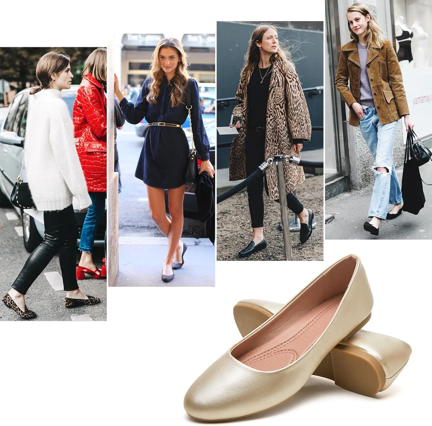 Hash Bubbie Women's Flats Shoes Ballet Flats Dress Shoes Comfortable PU Leather Slip on Shoes for Women