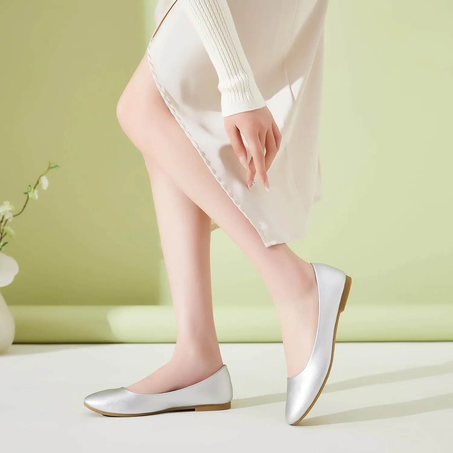 Hash Bubbie Women's Flats Shoes Ballet Flats Dress Shoes Comfortable PU Leather Slip on Shoes for Women