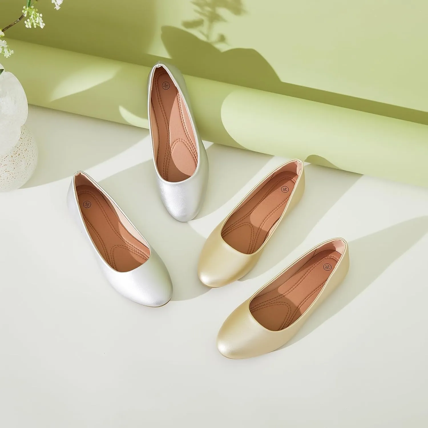 Hash Bubbie Women's Flats Shoes Ballet Flats Dress Shoes Comfortable PU Leather Slip on Shoes for Women