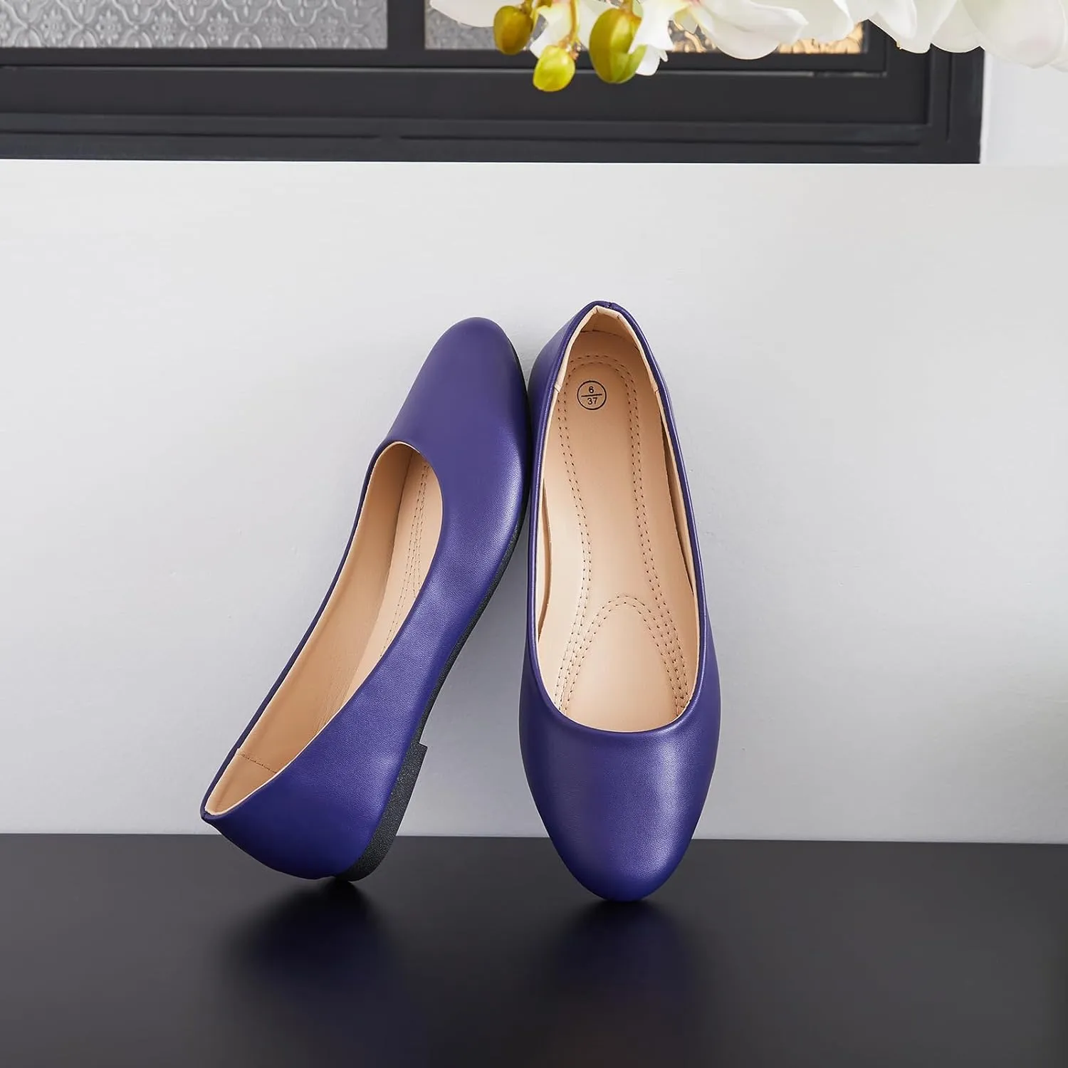 Hash Bubbie Women's Flats Shoes Ballet Flats Dress Shoes Comfortable PU Leather Slip on Shoes for Women