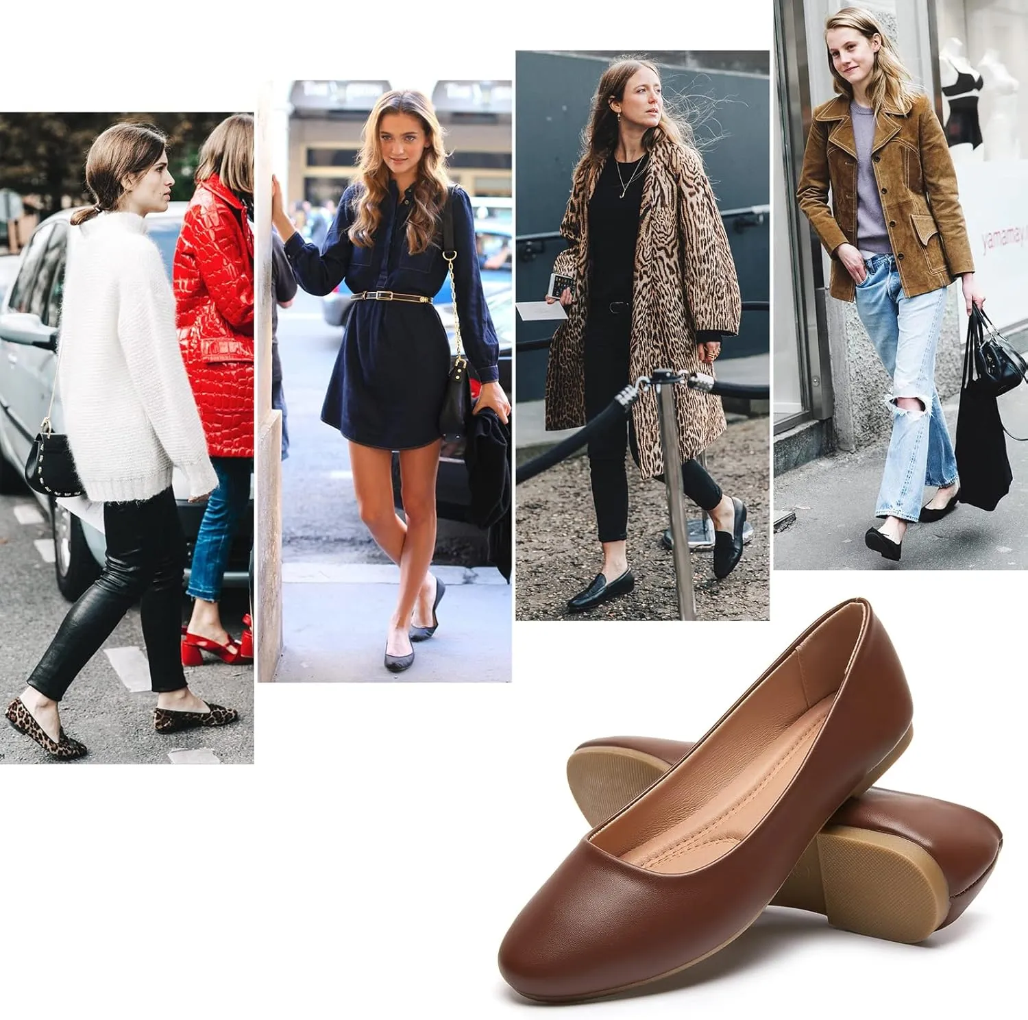 Hash Bubbie Women's Flats Shoes Ballet Flats Dress Shoes Comfortable PU Leather Slip on Shoes for Women