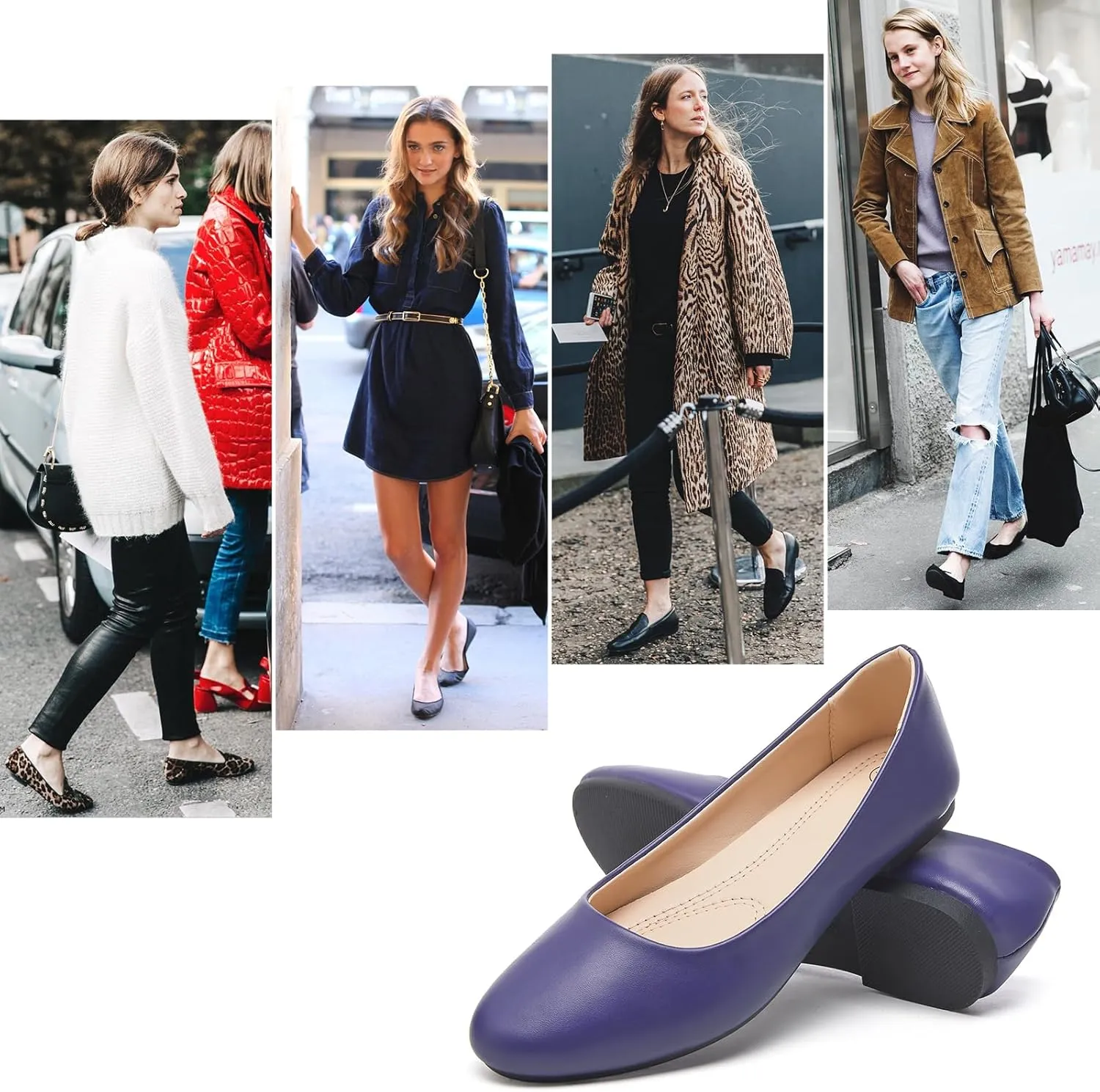 Hash Bubbie Women's Flats Shoes Ballet Flats Dress Shoes Comfortable PU Leather Slip on Shoes for Women