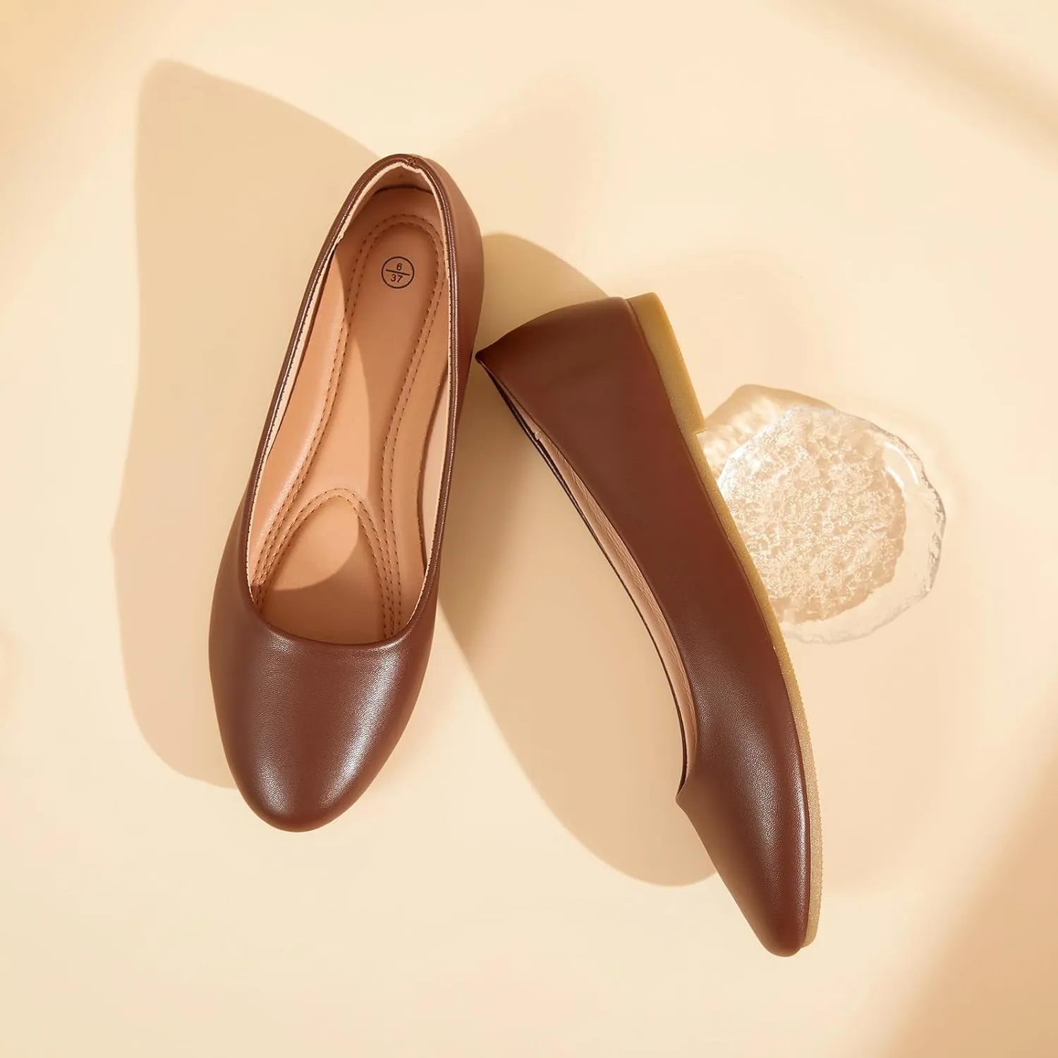Hash Bubbie Women's Flats Shoes Ballet Flats Dress Shoes Comfortable PU Leather Slip on Shoes for Women