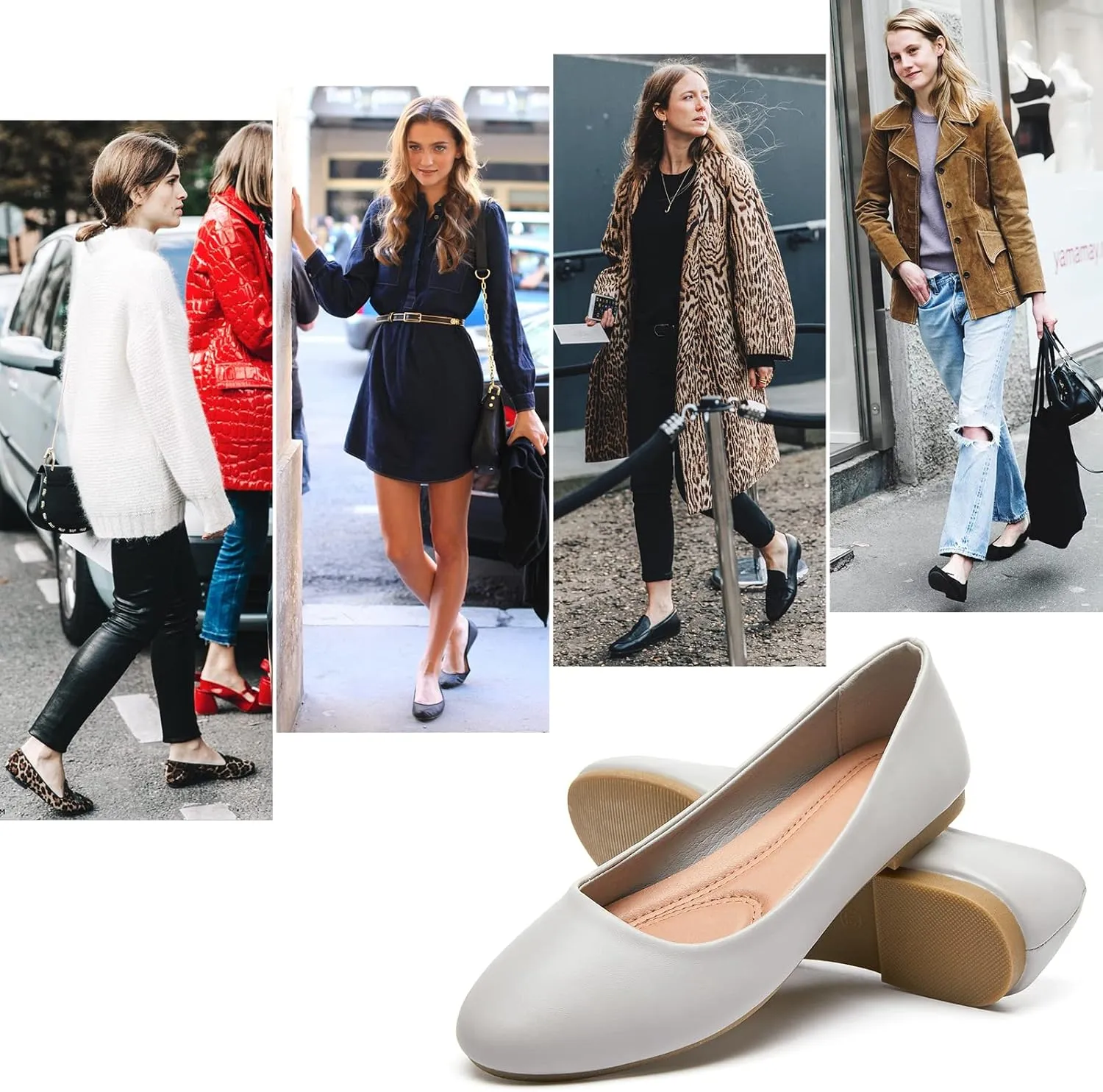 Hash Bubbie Women's Flats Shoes Ballet Flats Dress Shoes Comfortable PU Leather Slip on Shoes for Women
