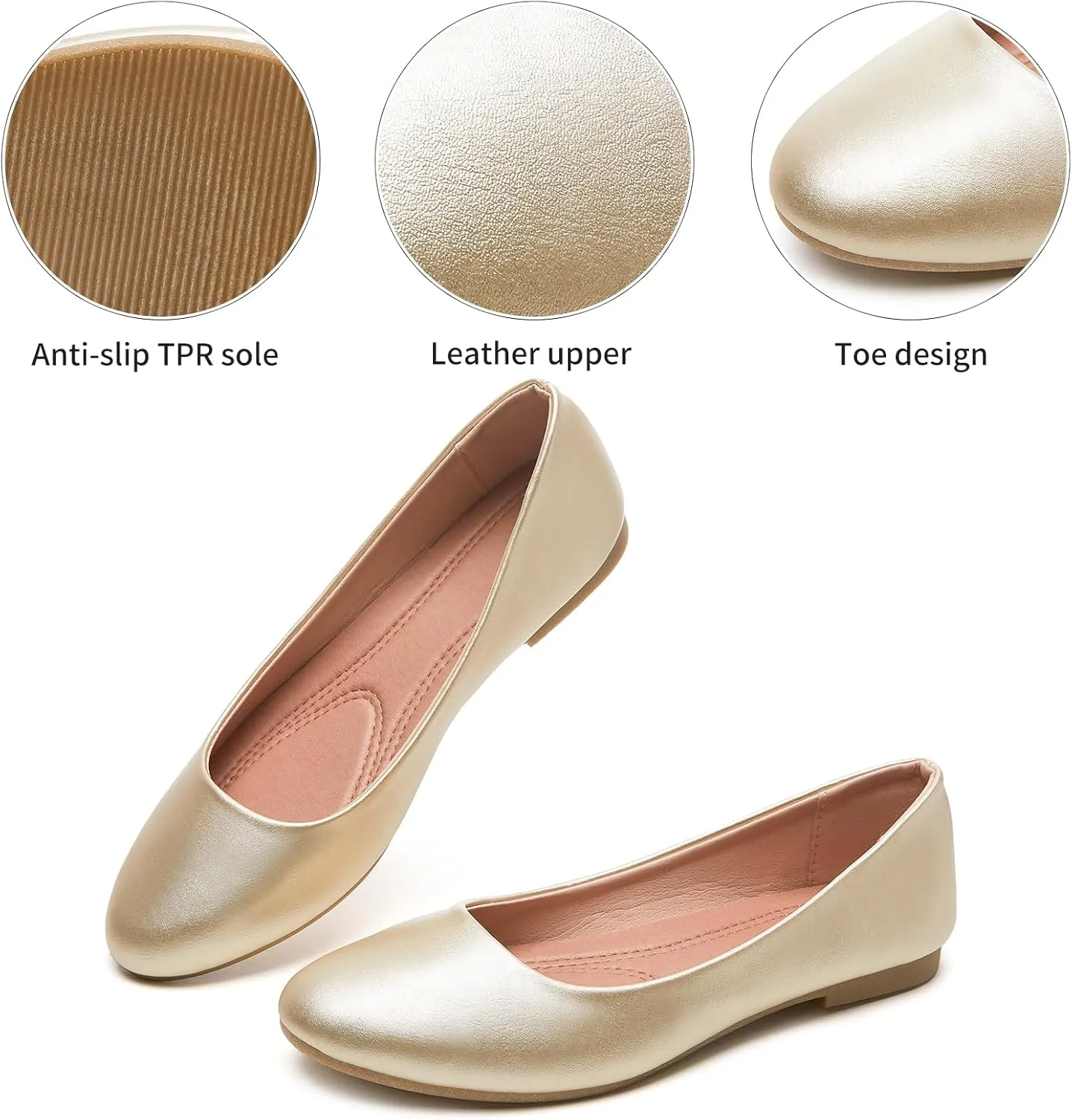 Hash Bubbie Women's Flats Shoes Ballet Flats Dress Shoes Comfortable PU Leather Slip on Shoes for Women