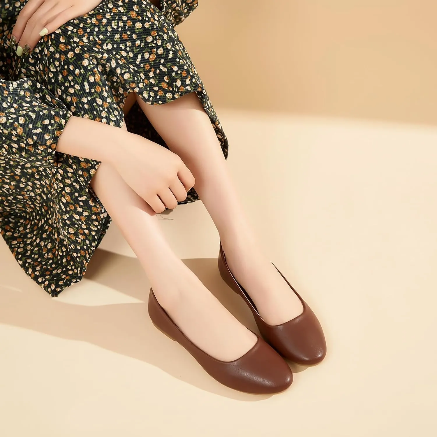 Hash Bubbie Women's Flats Shoes Ballet Flats Dress Shoes Comfortable PU Leather Slip on Shoes for Women