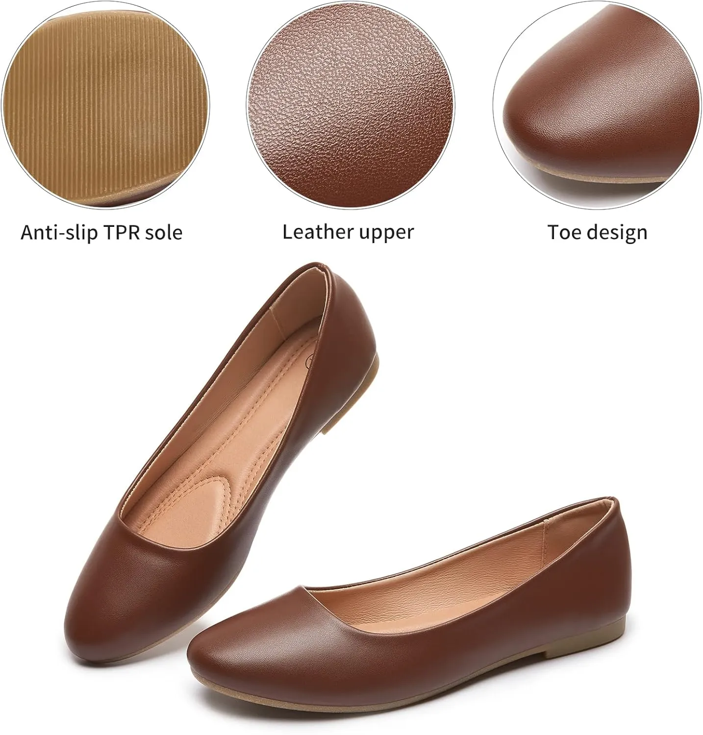 Hash Bubbie Women's Flats Shoes Ballet Flats Dress Shoes Comfortable PU Leather Slip on Shoes for Women