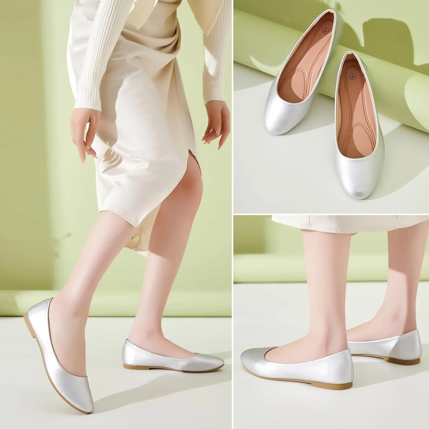 Hash Bubbie Women's Flats Shoes Ballet Flats Dress Shoes Comfortable PU Leather Slip on Shoes for Women