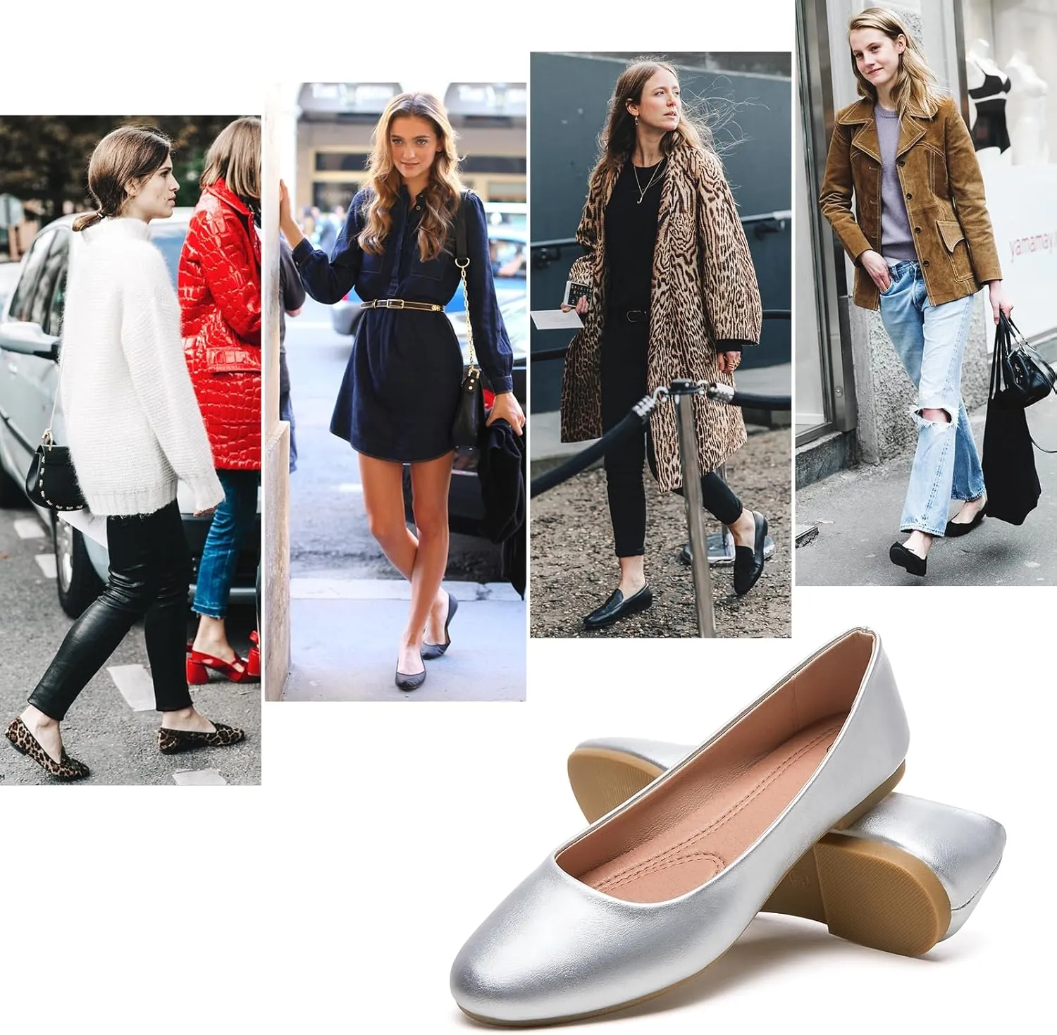 Hash Bubbie Women's Flats Shoes Ballet Flats Dress Shoes Comfortable PU Leather Slip on Shoes for Women