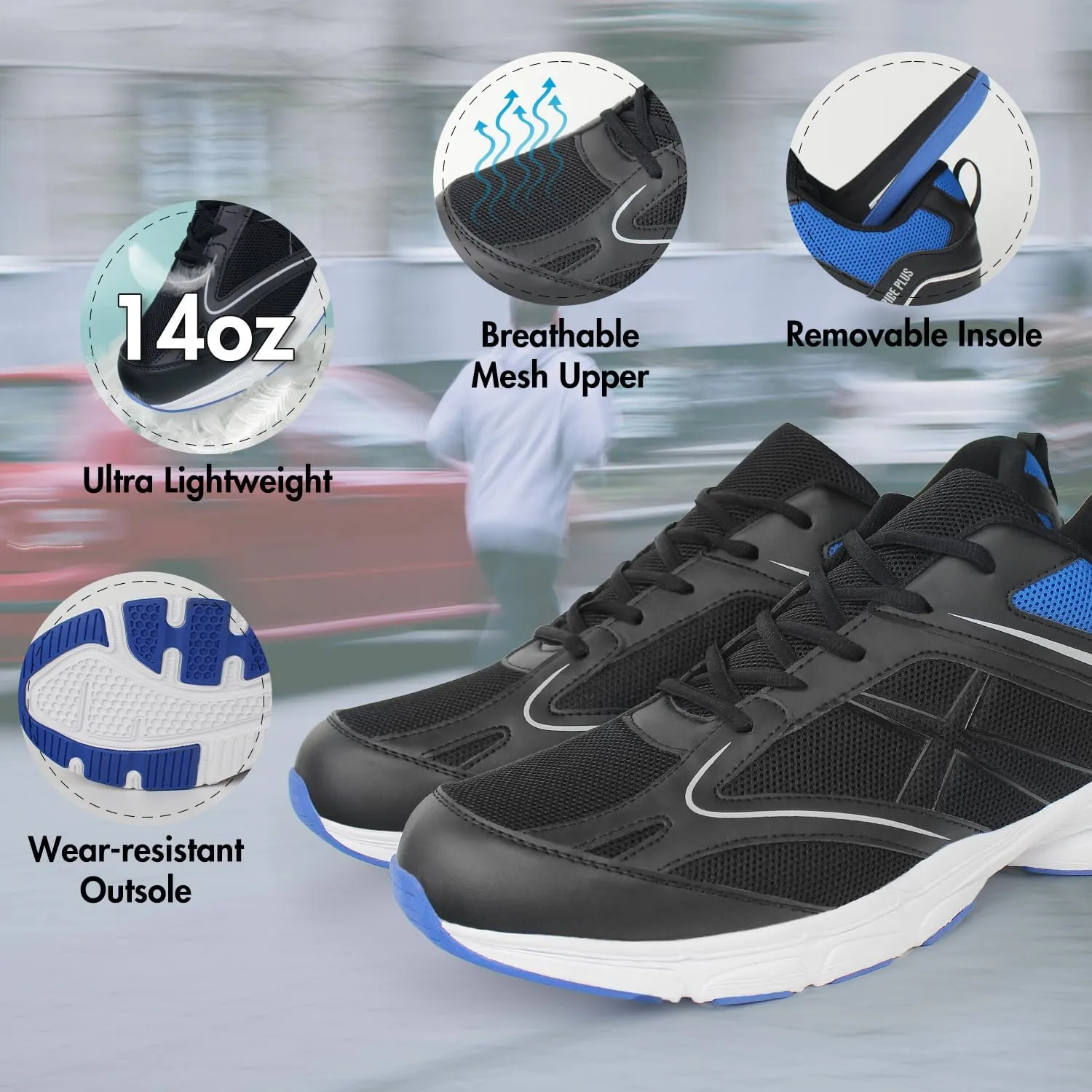 Hawkwell Men's Big Size Plus Size Casual Lightweight Walking Sneakers Sports Shoes US Size 13 14 15 16 17 18 19
