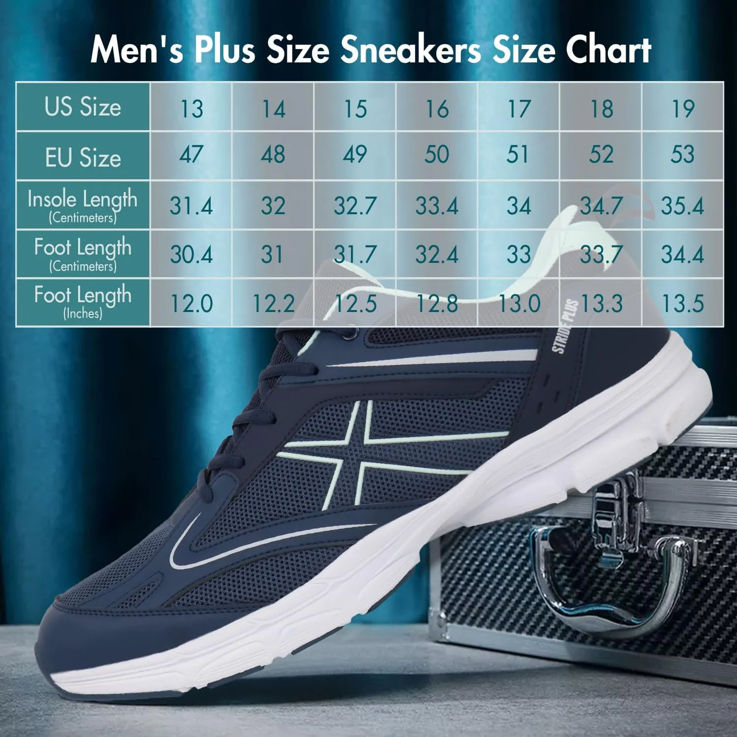 Hawkwell Men's Big Size Plus Size Casual Lightweight Walking Sneakers Sports Shoes US Size 13 14 15 16 17 18 19